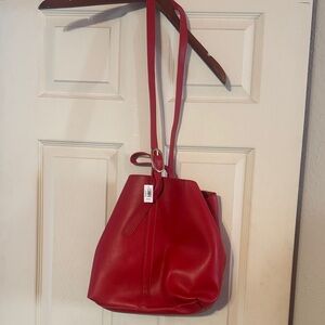 Old Navy Red Leather Bucket Bag